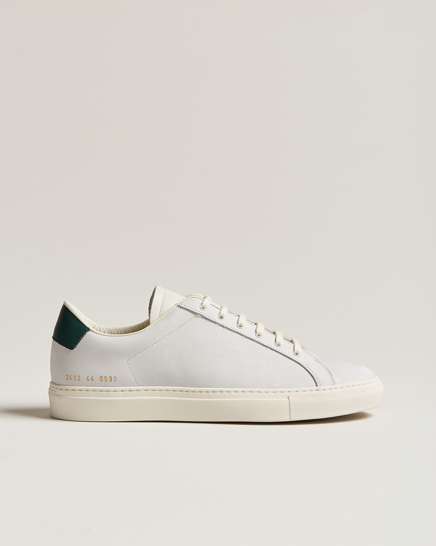 Herr | Common Projects Retro Pebbled Nappa Leather Sneaker White/Green | Common Projects | Retro Pebbled Nappa Leather Sneaker White/Green