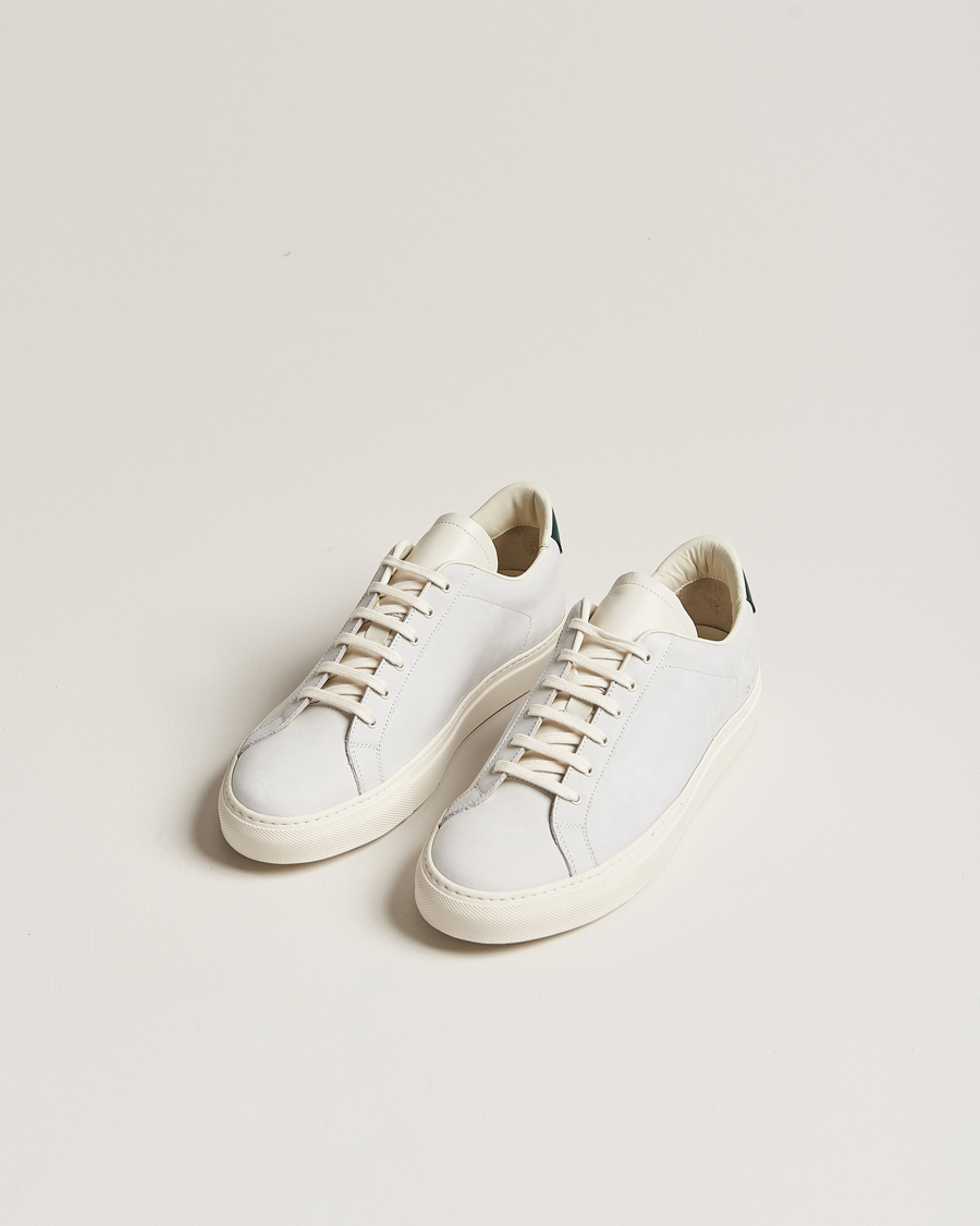 Herr | Common Projects Retro Pebbled Nappa Leather Sneaker White/Green | Common Projects | Retro Pebbled Nappa Leather Sneaker White/Green