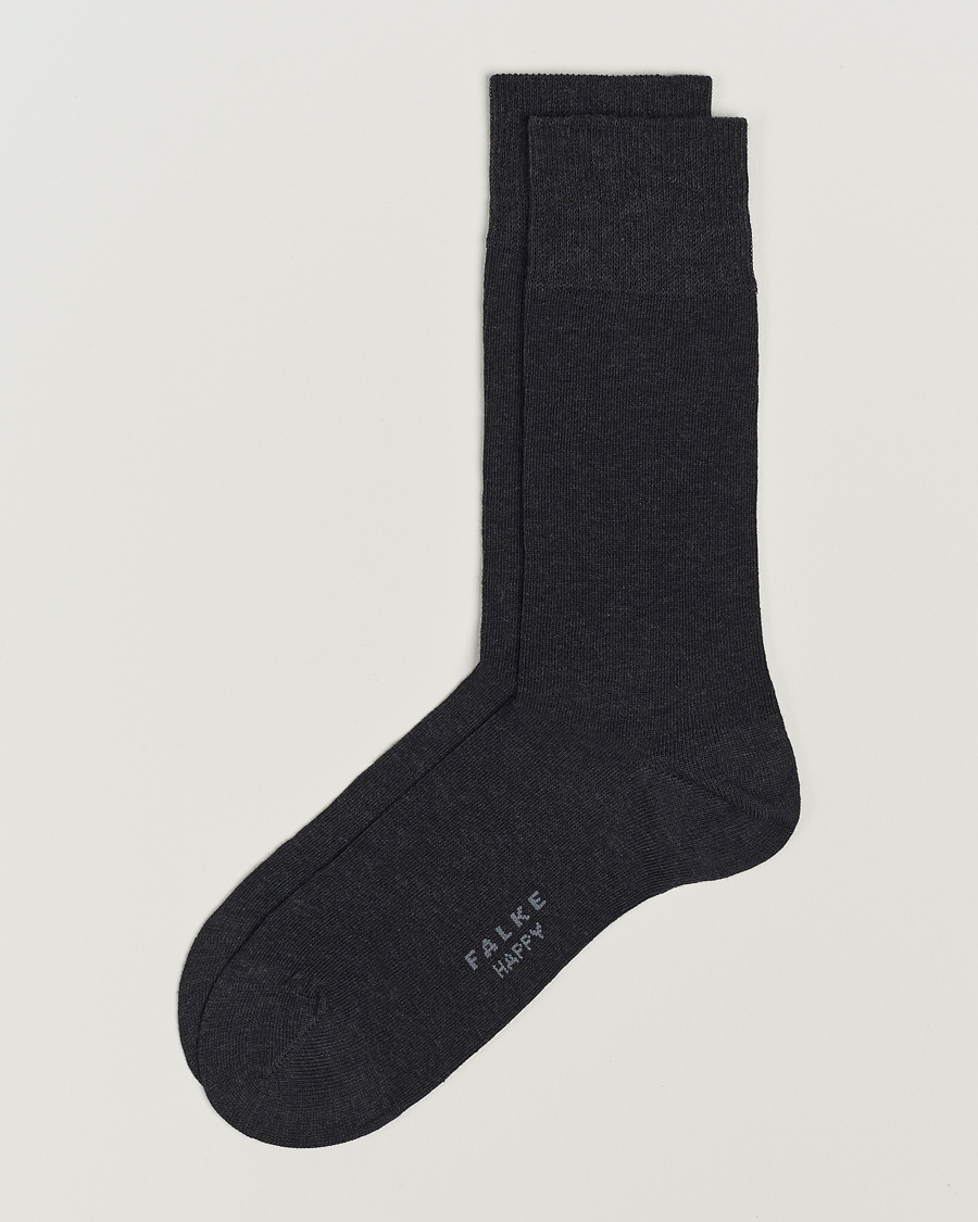 Herr | Underkläder | Falke | Happy 2-Pack Cotton Socks Anthracite Melange