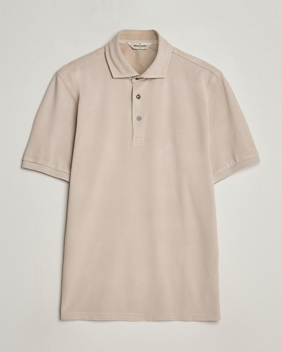 Herr | Pikéer | Gran Sasso | Washed Polo Beige Melange