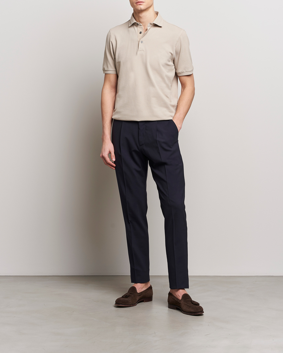 Herr | Pikéer | Gran Sasso | Washed Polo Beige Melange