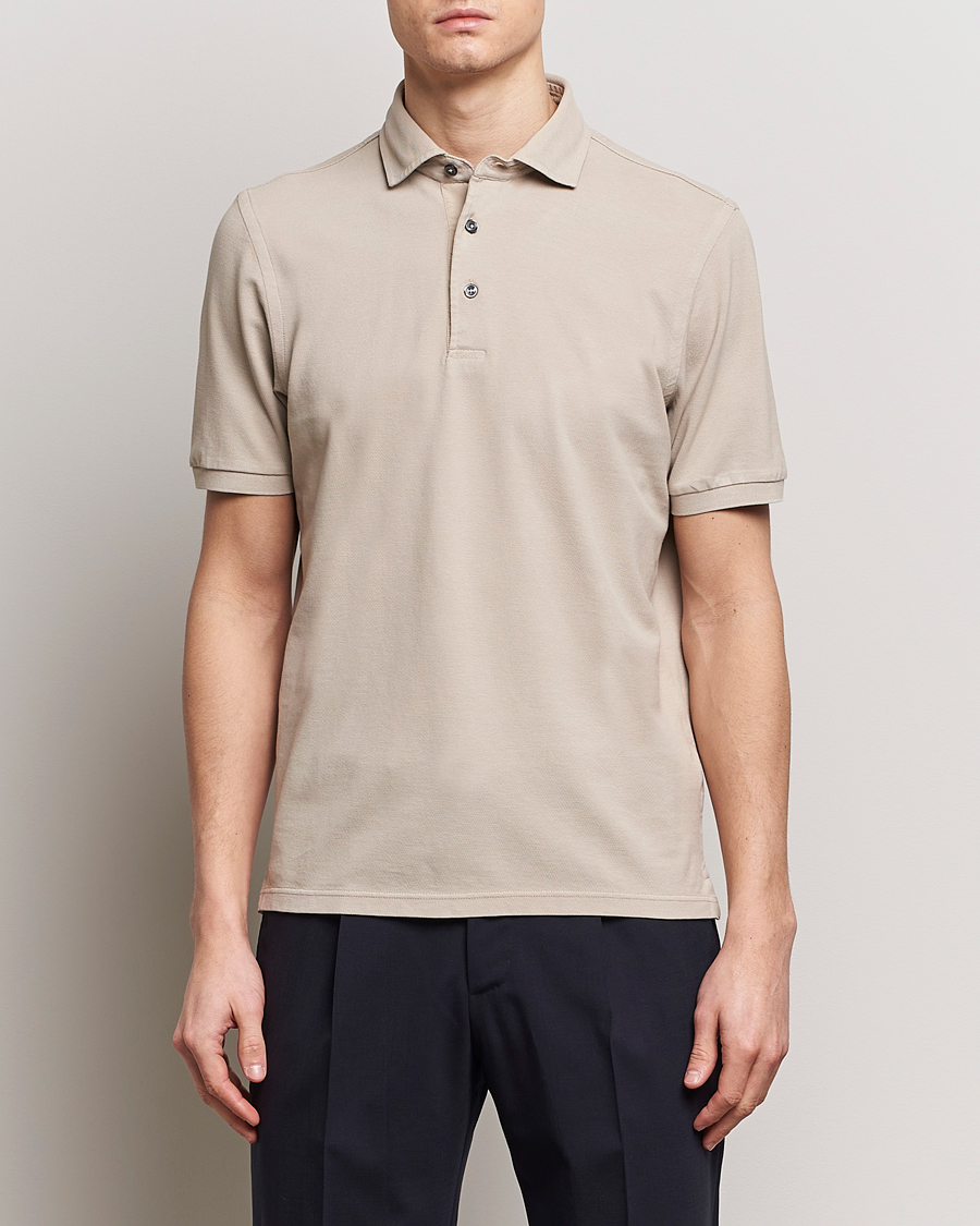 Herr | Kläder | Gran Sasso | Washed Polo Beige Melange