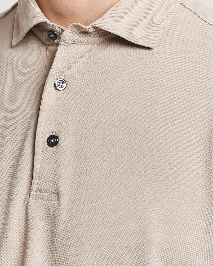 Herr | Pikéer | Gran Sasso | Washed Polo Beige Melange