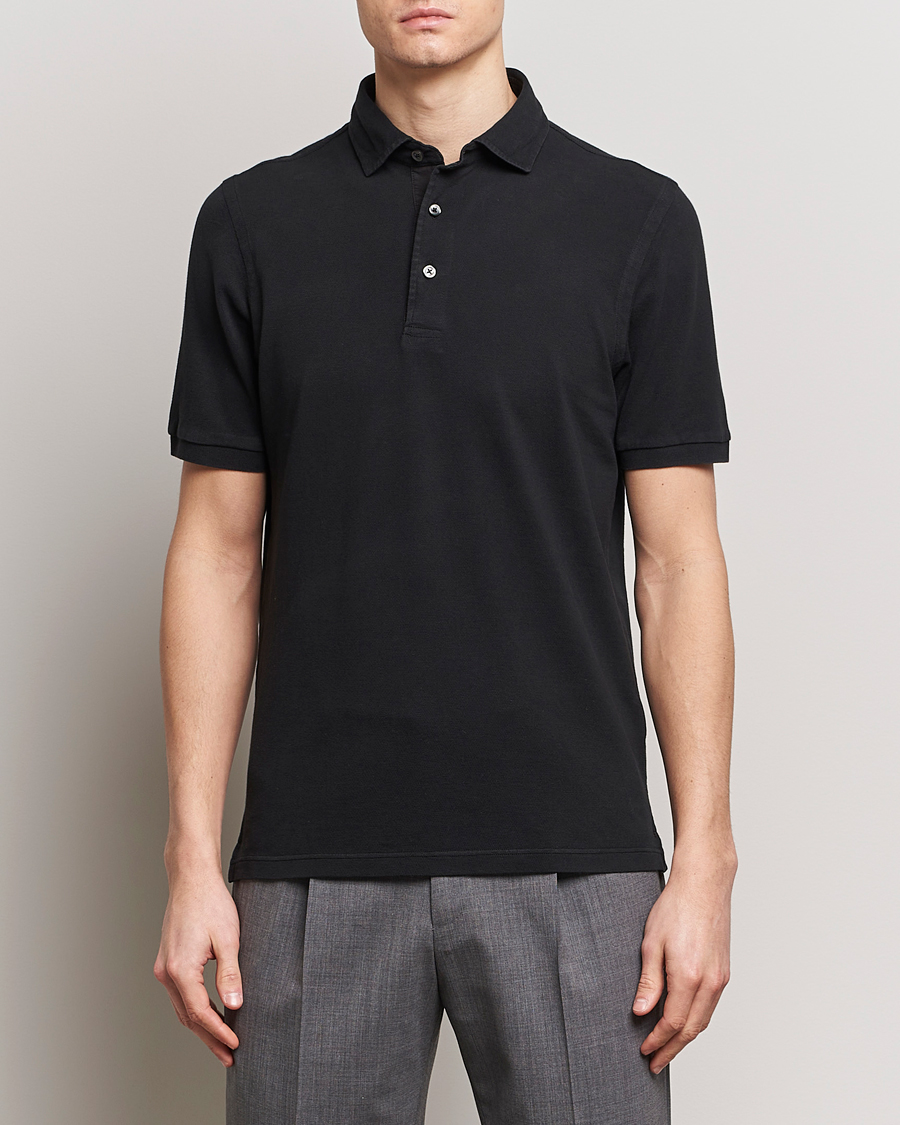 Herr | Kortärmade pikéer | Gran Sasso | Washed Polo Black