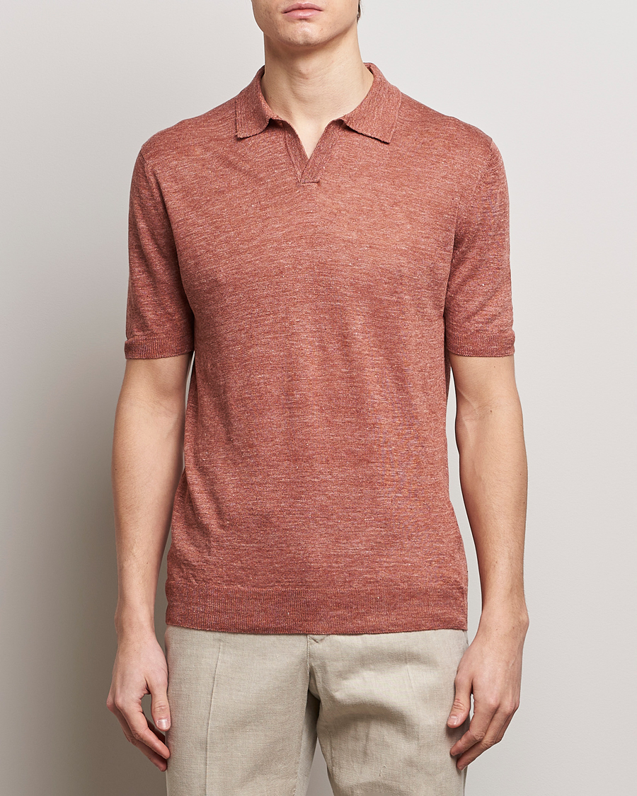 Herr |  | Gran Sasso | Knitted Linen Polo Rust Melange