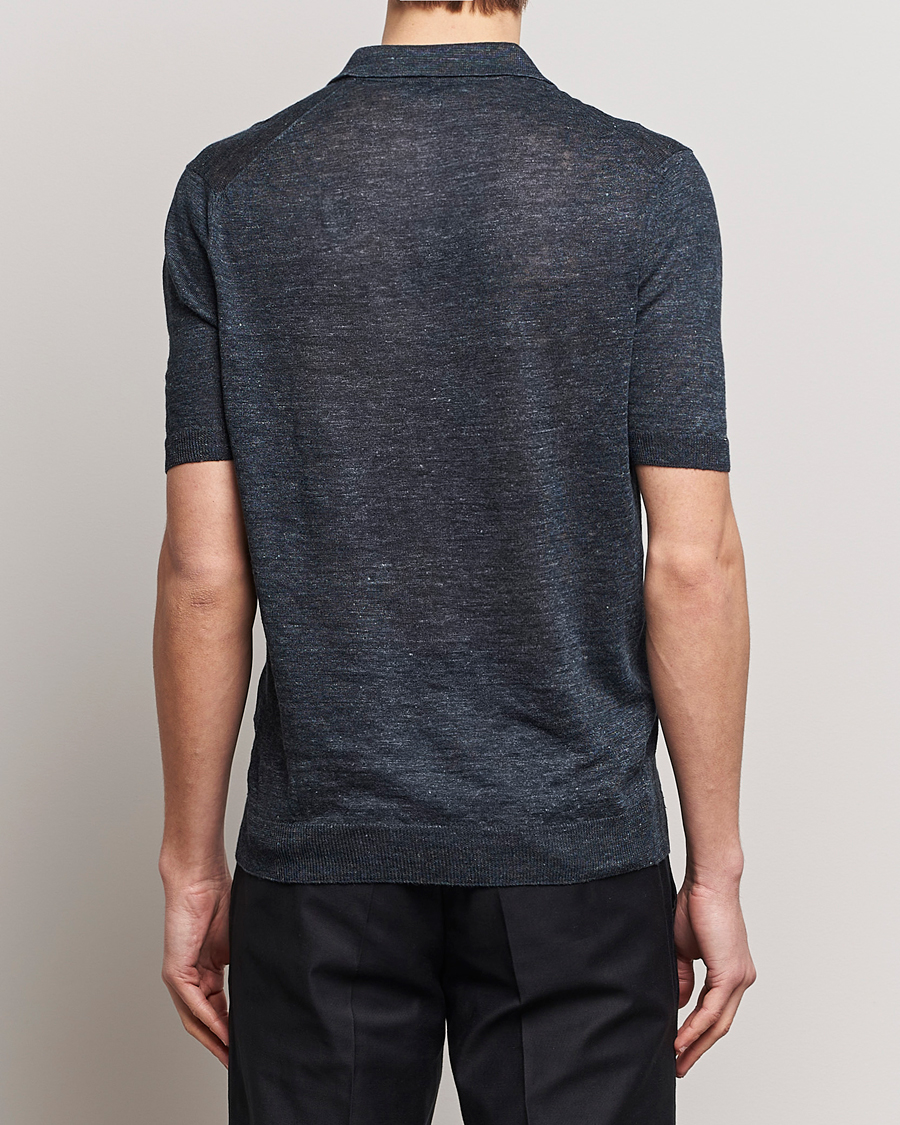 Herr | Pikéer | Gran Sasso | Knitted Linen Polo Navy