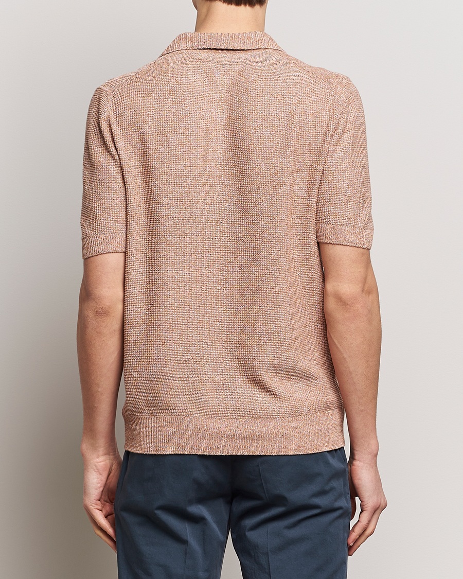 Herr | Pikéer | Gran Sasso | Linen/Cotton Open Collar Polo Rust Melange
