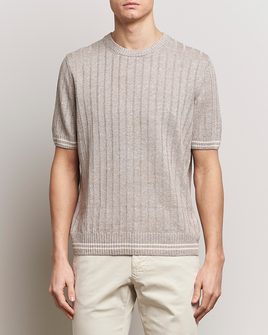 Herr | Kläder | Gran Sasso | Linen/Cotton Structured T-Shirt Beige Melange