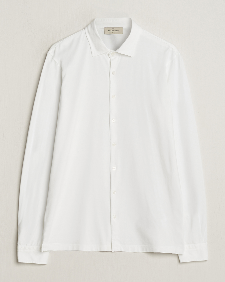 Herr | Skjortor | Gran Sasso | Washed Cotton Jersey Shirt White