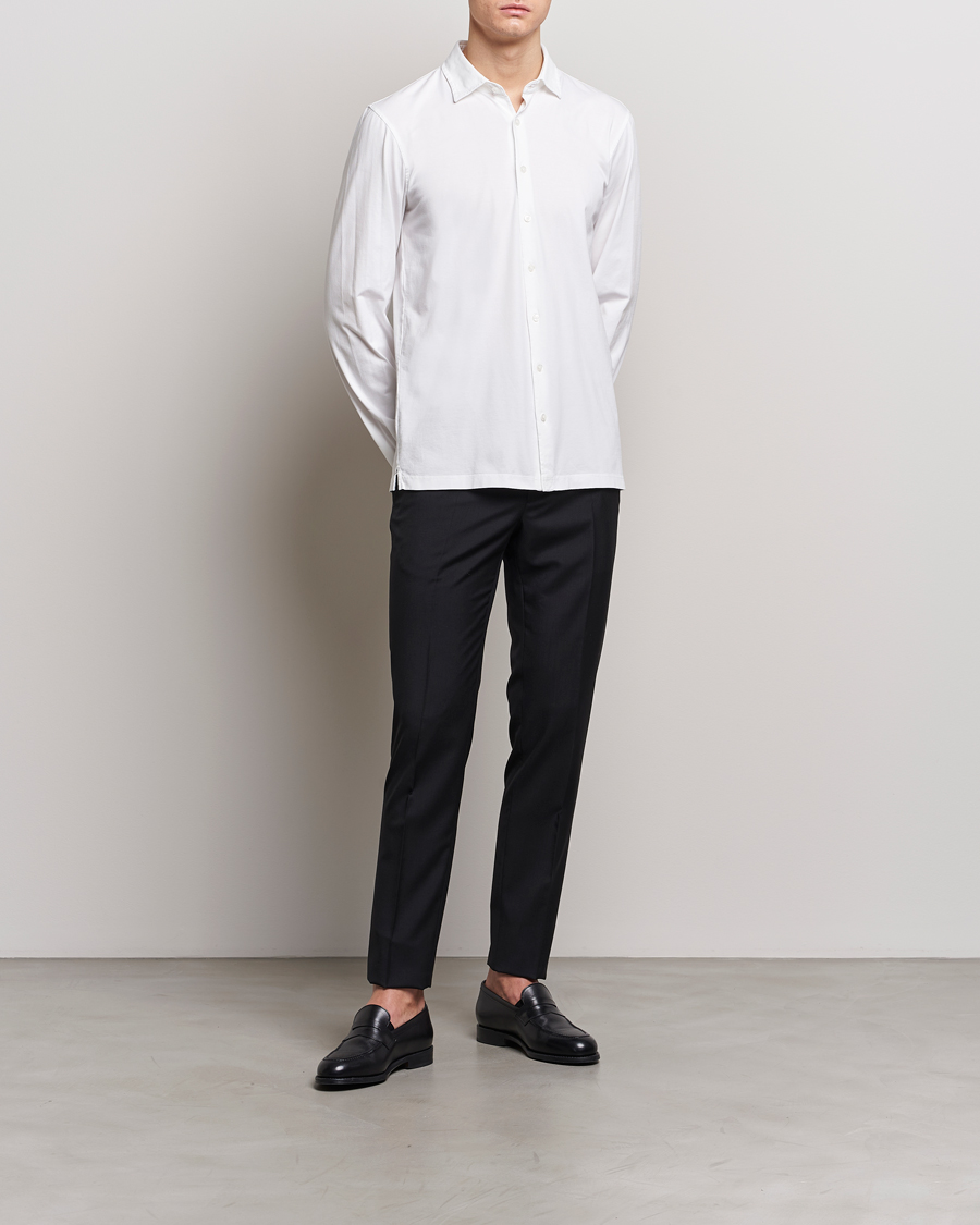 Herr | Skjortor | Gran Sasso | Washed Cotton Jersey Shirt White