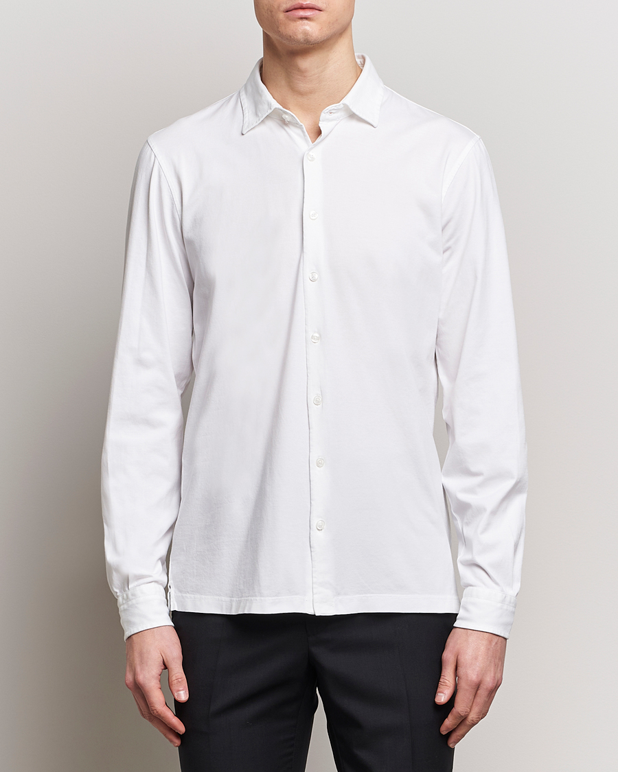 Herr | Pikéskjortor | Gran Sasso | Washed Cotton Jersey Shirt White