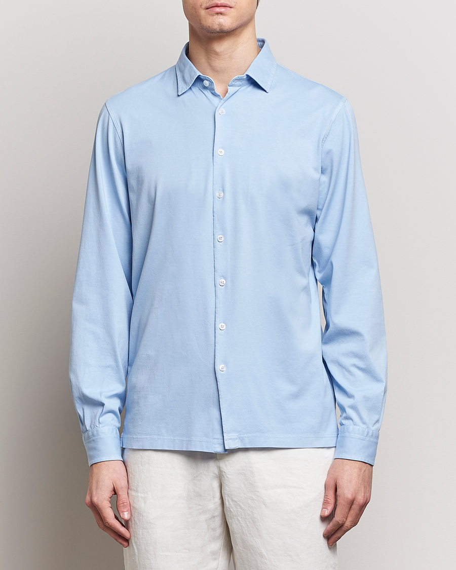 Herr | Italian Department | Gran Sasso | Washed Cotton Jersey Shirt Light Blue