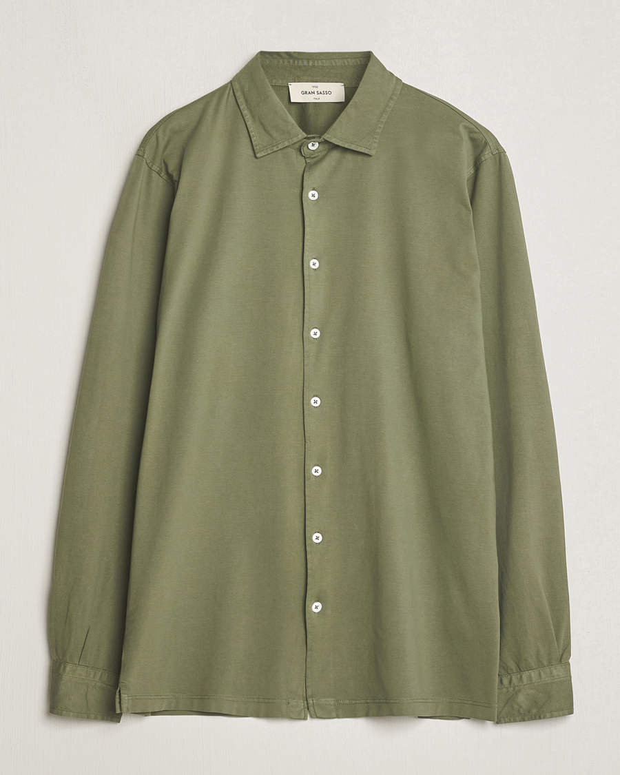 Herr | Skjortor | Gran Sasso | Washed Cotton Jersey Shirt Green