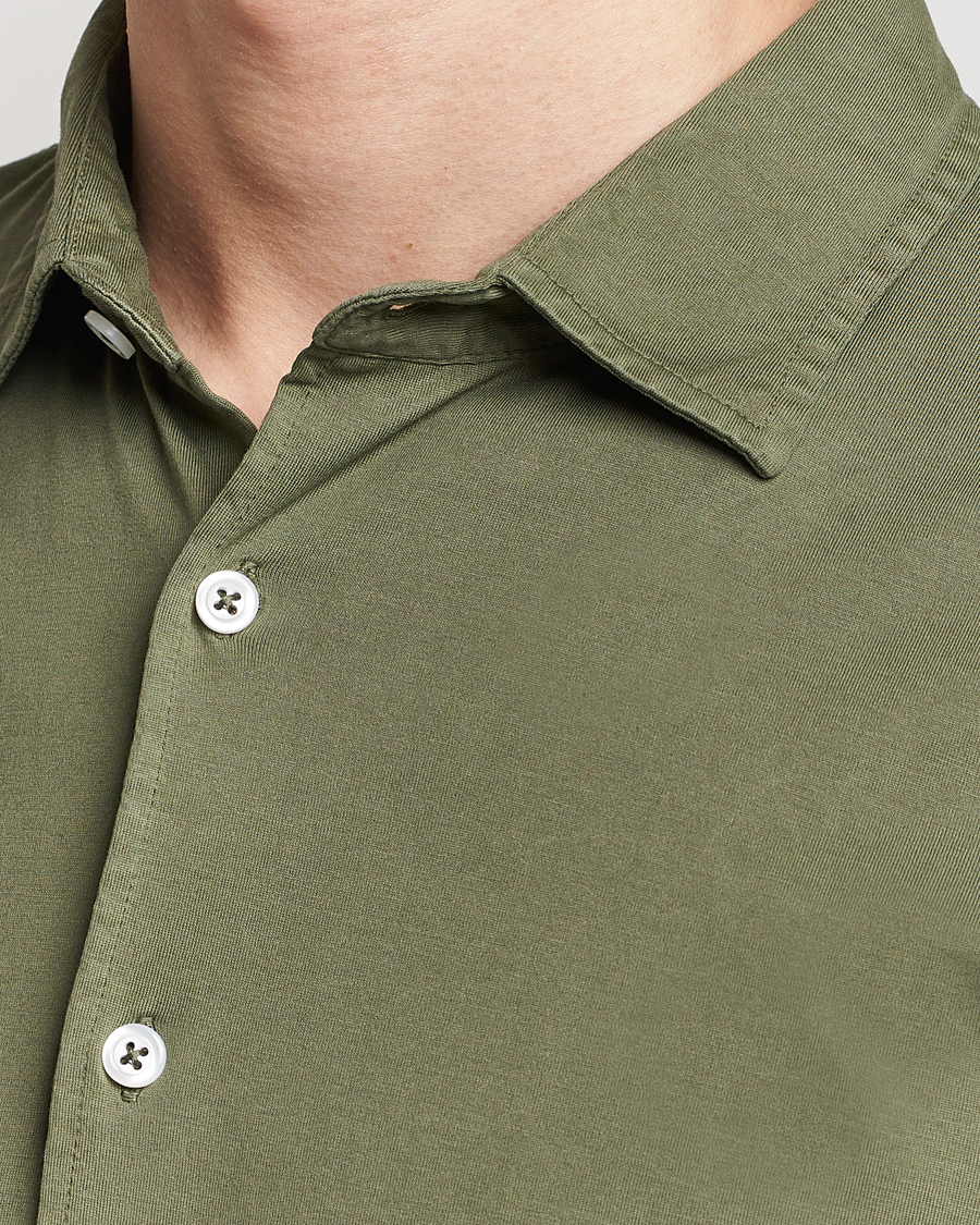 Herr | Skjortor | Gran Sasso | Washed Cotton Jersey Shirt Green