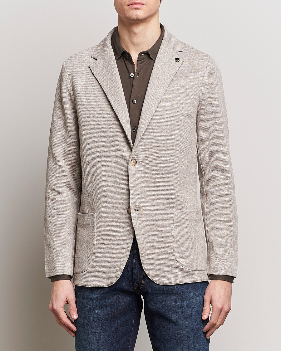 Herr | Stickade kavajer | Gran Sasso | Structured Cotton/Linen Blazer Beige Melange