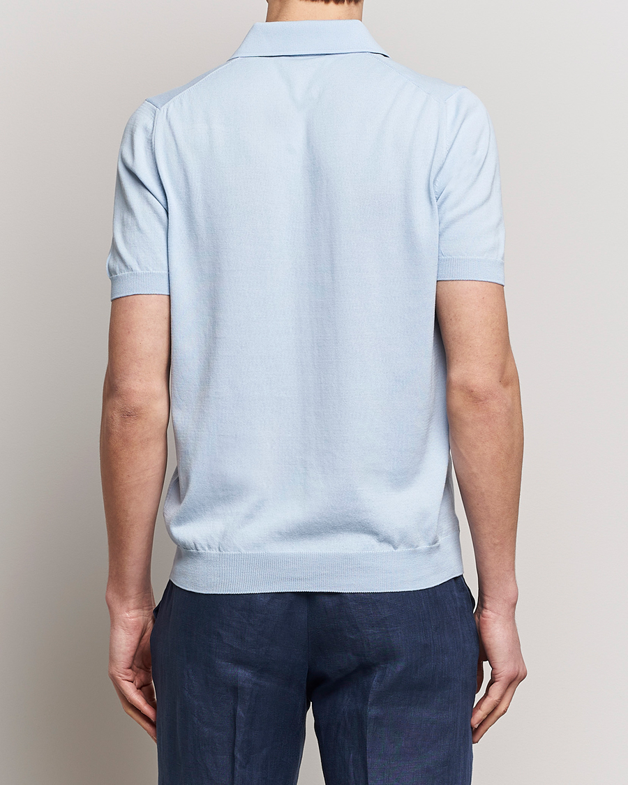 Herr | Pikéer | Gran Sasso | Cotton Knitted Polo Light Blue