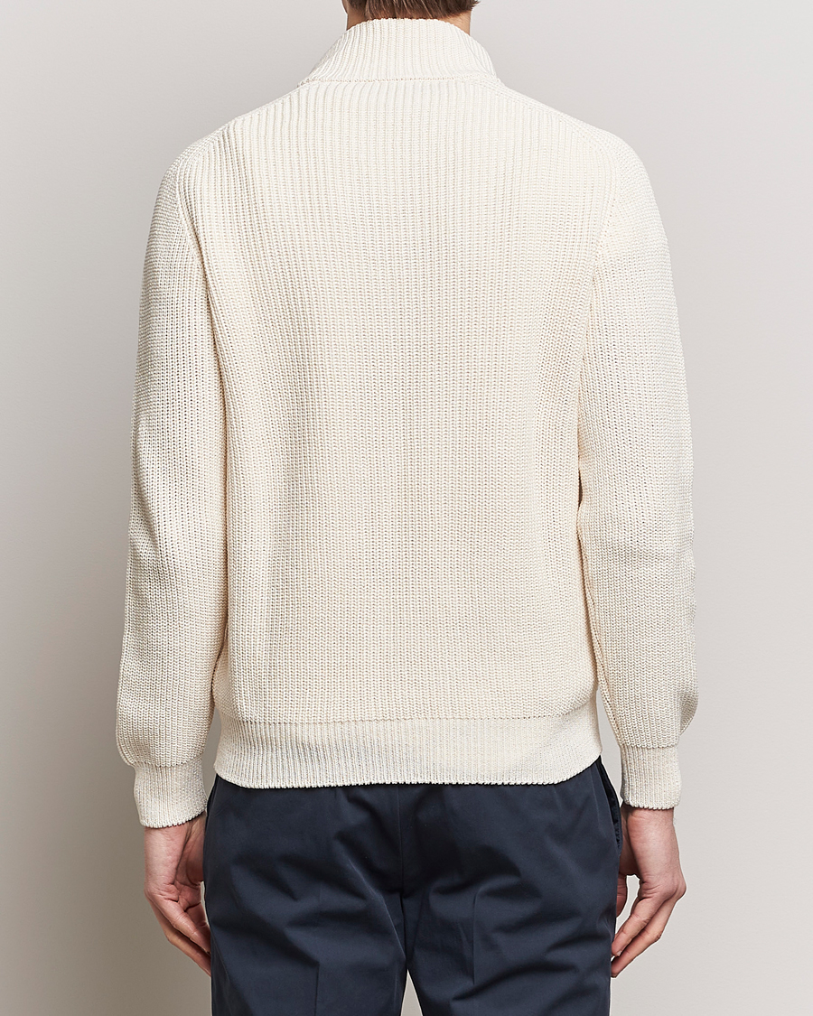 Herr | Tröjor | Gran Sasso | Cotton Heavy Knitted Half Zip Cream