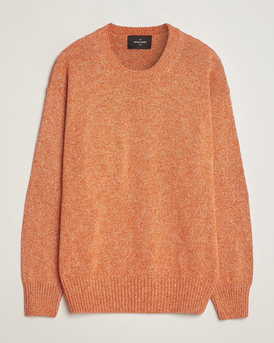 Herr | Tröjor | Gran Sasso | Cotton Heavy Knitted Crew Neck Rust Melange
