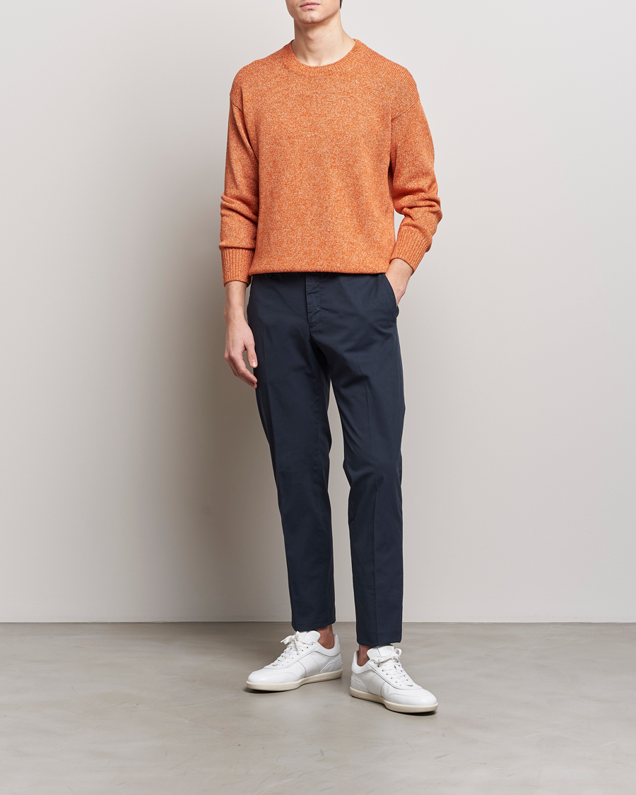 Herr | Tröjor | Gran Sasso | Cotton Heavy Knitted Crew Neck Rust Melange