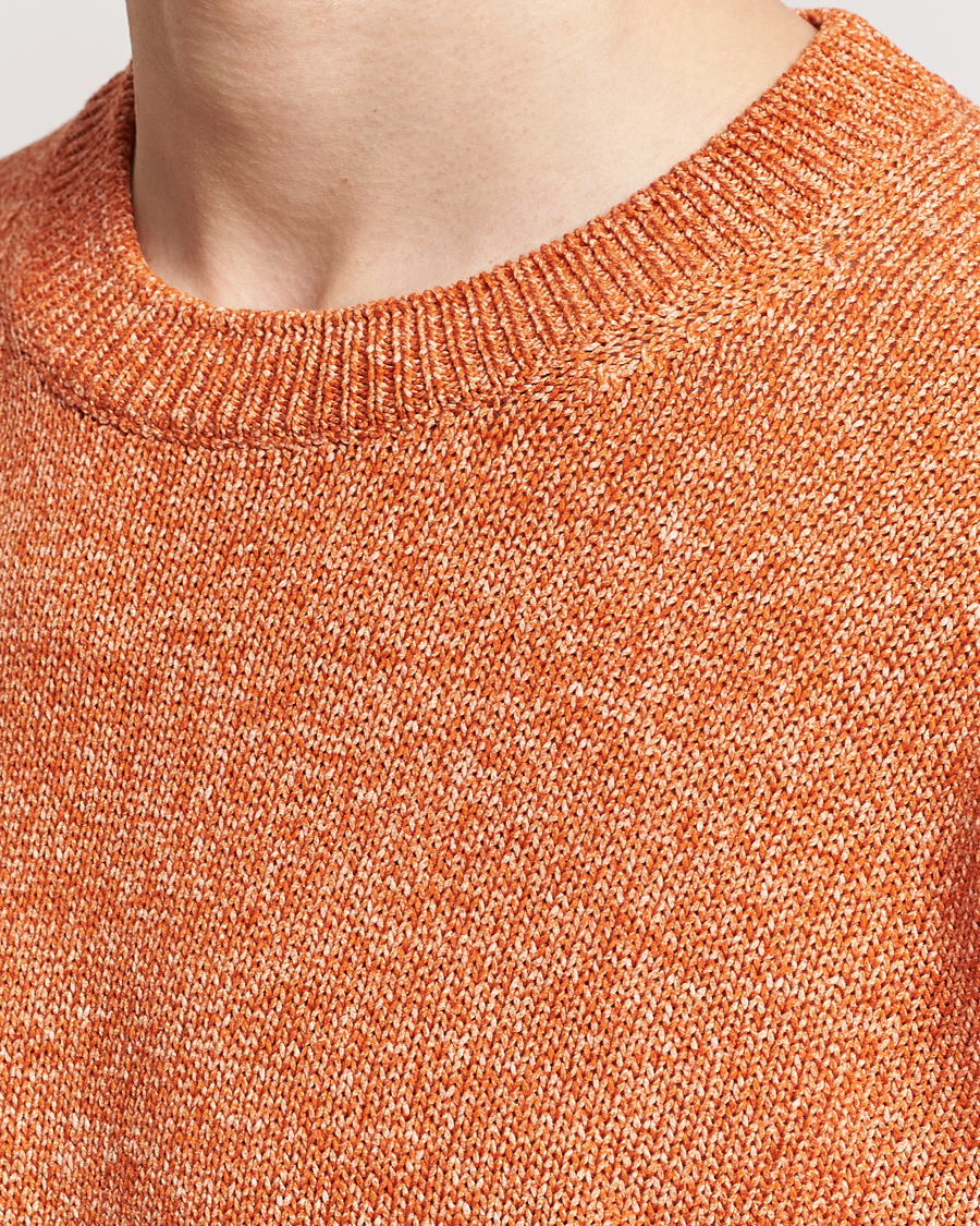 Herr | Tröjor | Gran Sasso | Cotton Heavy Knitted Crew Neck Rust Melange