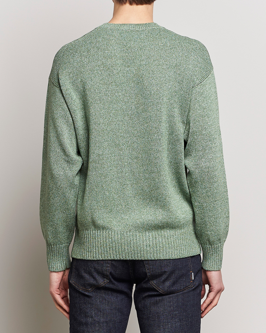 Herr | Tröjor | Gran Sasso | Cotton Heavy Knitted Crew Neck Green Melange