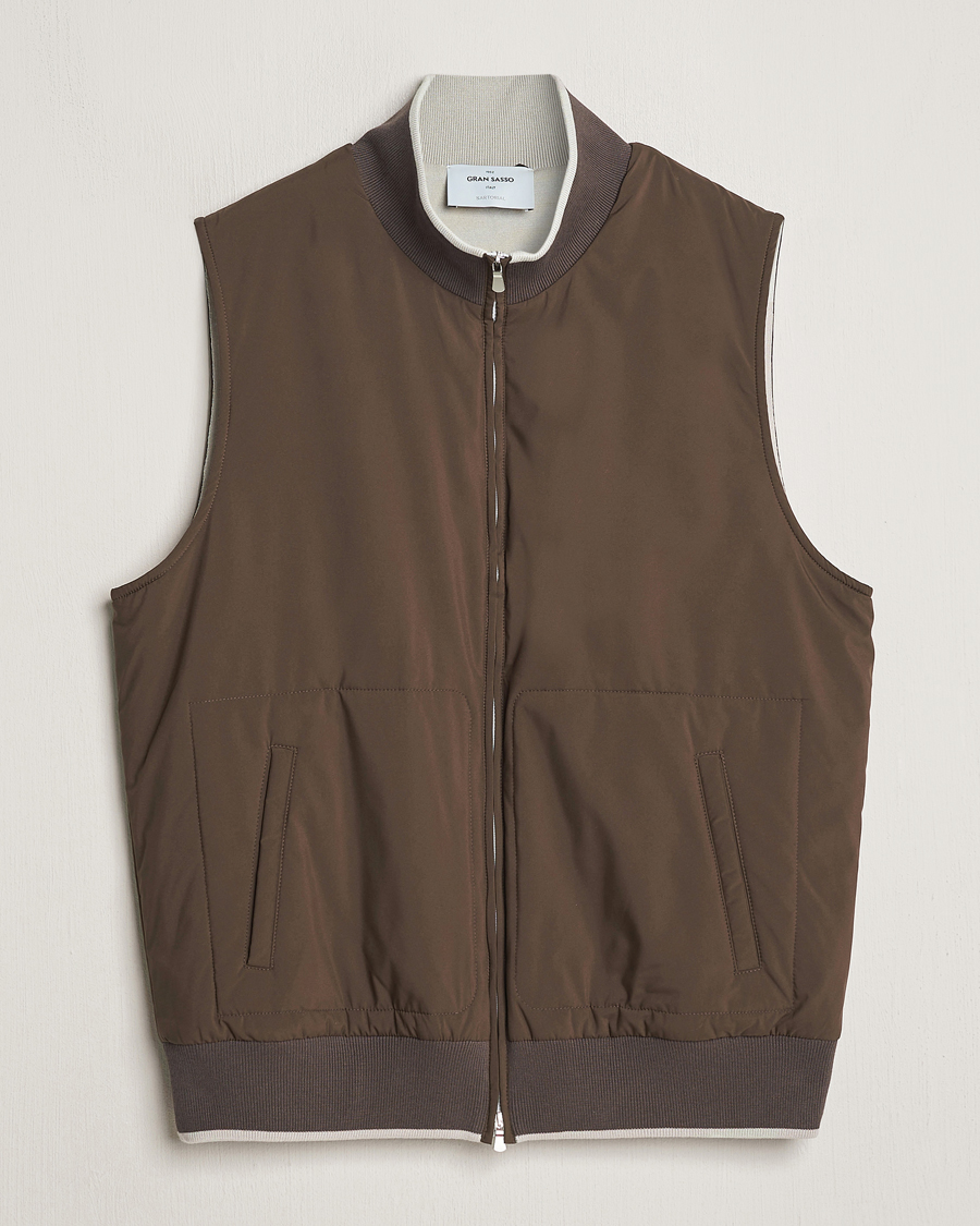 Herr | Jackor | Gran Sasso | Nylon Light Padded Gilet Dark Brown