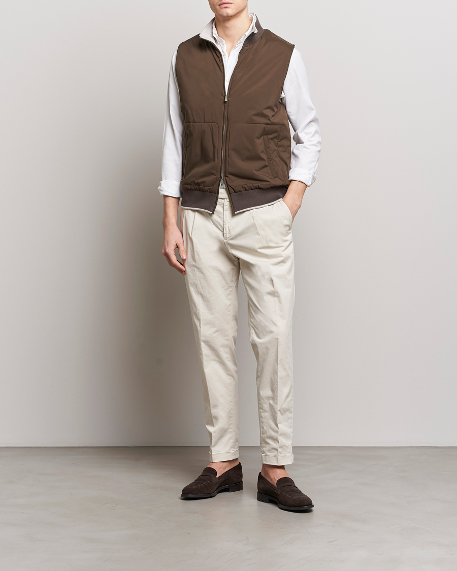 Herr | Jackor | Gran Sasso | Nylon Light Padded Gilet Dark Brown