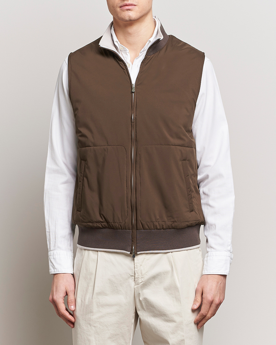 Herr | Dressade jackor | Gran Sasso | Nylon Light Padded Gilet Dark Brown