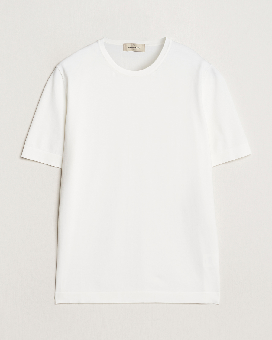 Herr | T-Shirts | Gran Sasso | Cotton Knitted Crew Neck T-Shirt White