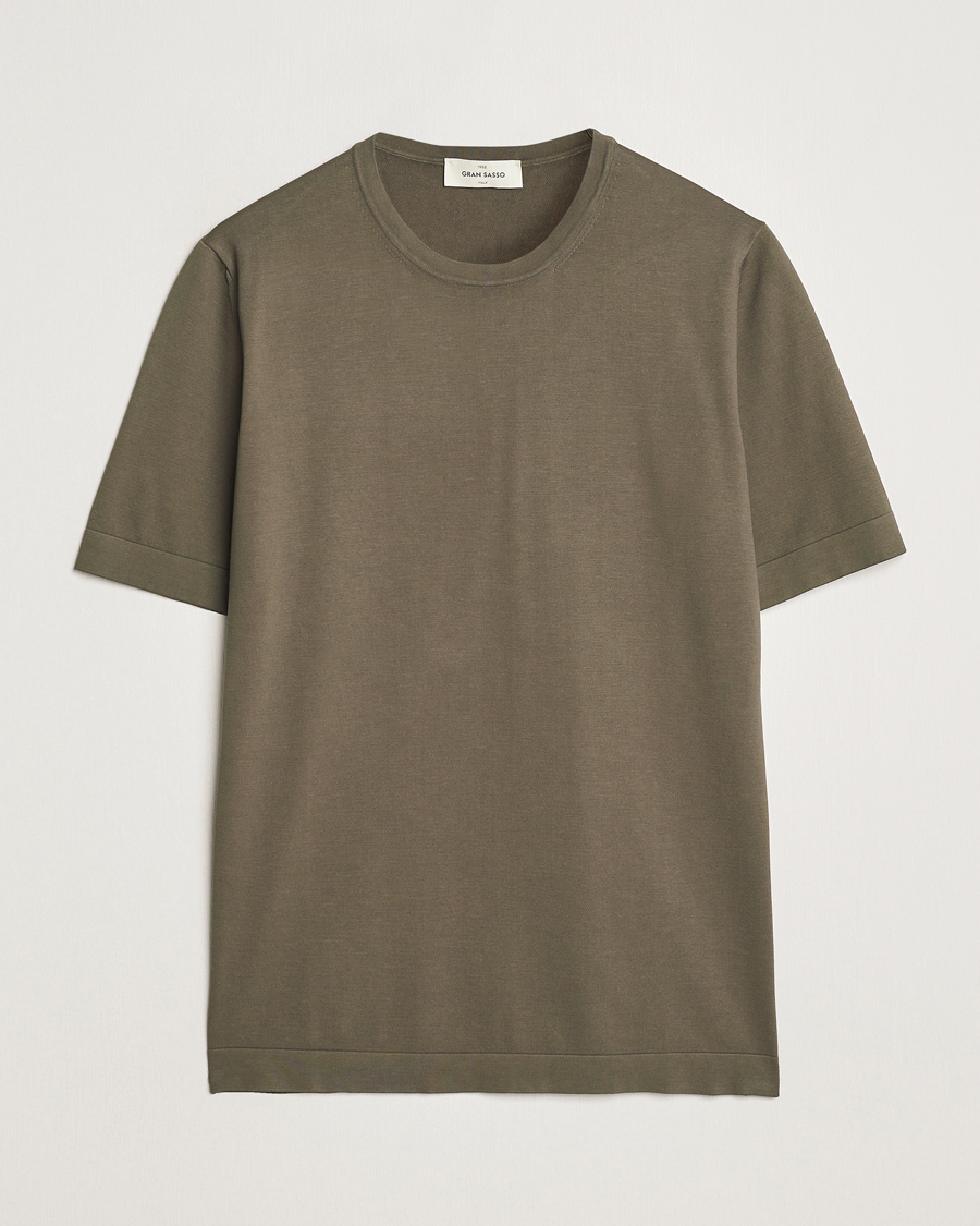 Herr | T-Shirts | Gran Sasso | Cotton Knitted Crew Neck T-Shirt Dark Brown