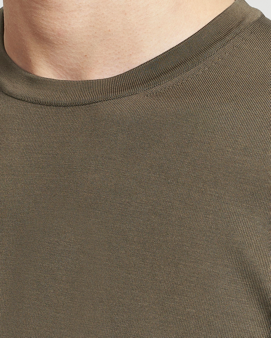 Herr | T-Shirts | Gran Sasso | Cotton Knitted Crew Neck T-Shirt Dark Brown