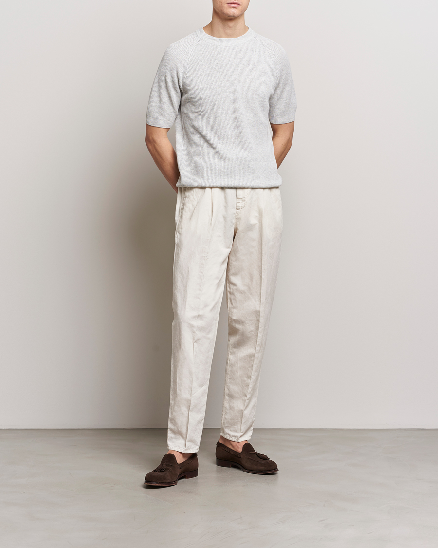 Herr | T-Shirts | Gran Sasso | Cotton Heavy Knitted Crew Neck T-Shirt Light Grey