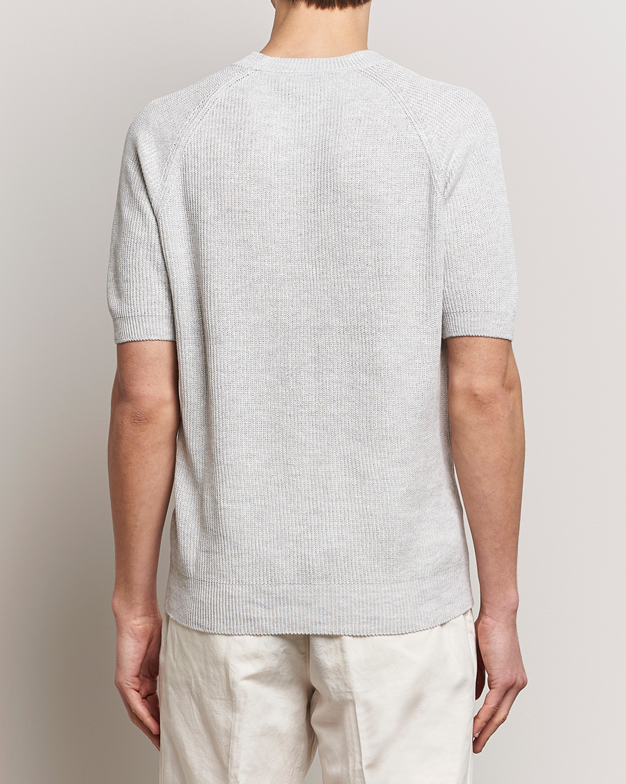 Herr | T-Shirts | Gran Sasso | Cotton Heavy Knitted Crew Neck T-Shirt Light Grey