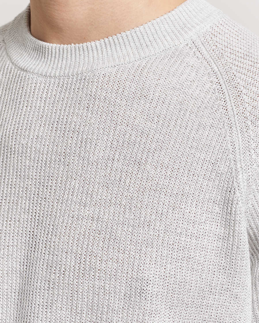 Herr | T-Shirts | Gran Sasso | Cotton Heavy Knitted Crew Neck T-Shirt Light Grey