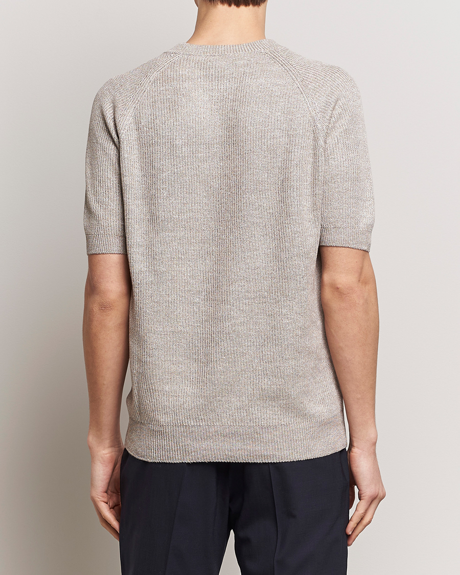 Herr | T-Shirts | Gran Sasso | Cotton Heavy Knitted Crew Neck T-Shirt Beige Melange