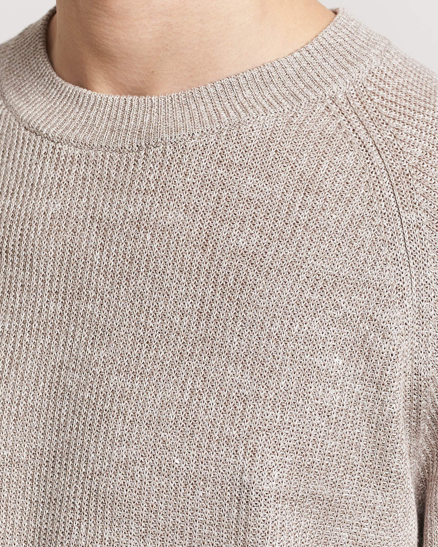 Herr | T-Shirts | Gran Sasso | Cotton Heavy Knitted Crew Neck T-Shirt Beige Melange