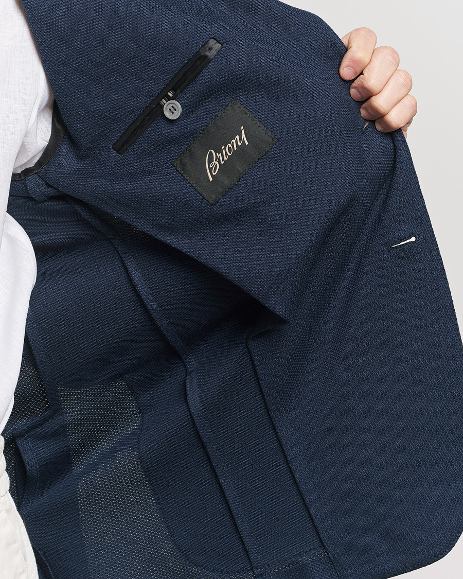 Herr | Kavajer | Brioni | Cotton/Silk Jersey Blazer Navy