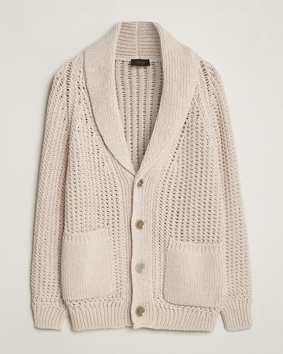 Herr | Tröjor | Brioni | Cotton/Wool Shawl Cardigan Light Beige