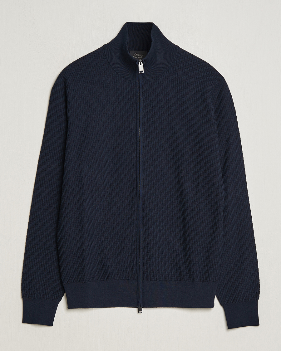 Herr | Tröjor | Brioni | Cashmere/Silk Blend Full Zip Navy