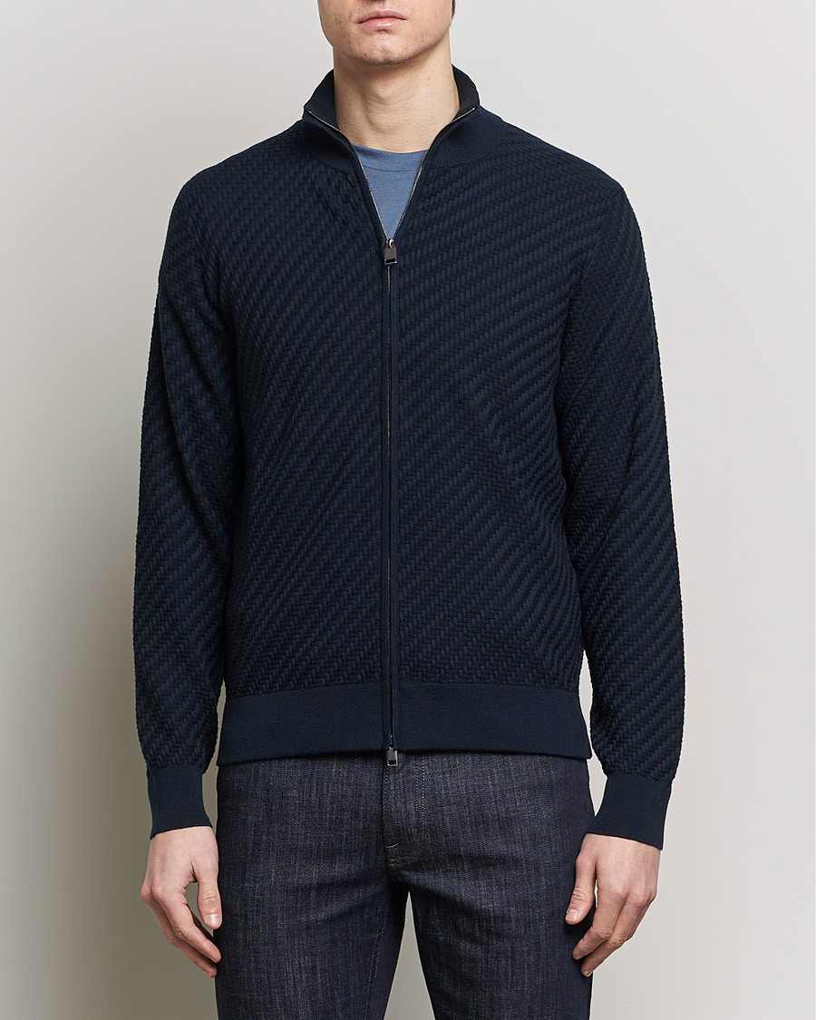 Herr | Kläder | Brioni | Cashmere/Silk Blend Full Zip Navy