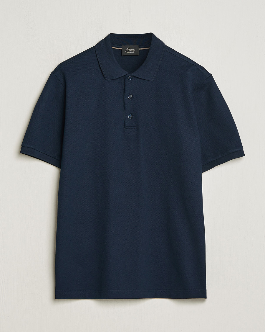 Herr | Pikéer | Brioni | Cotton Pique Short Sleeve Polo Navy