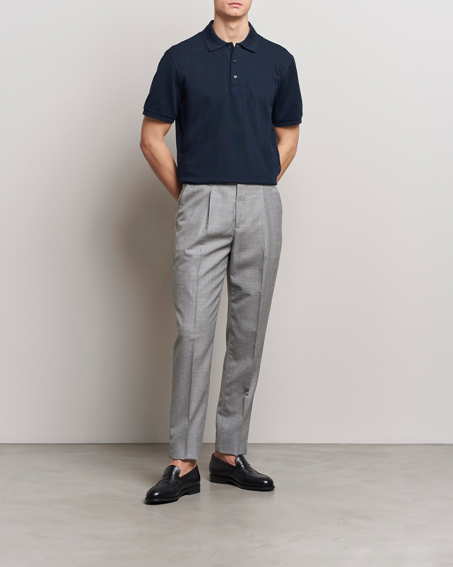 Herr | Pikéer | Brioni | Cotton Pique Short Sleeve Polo Navy