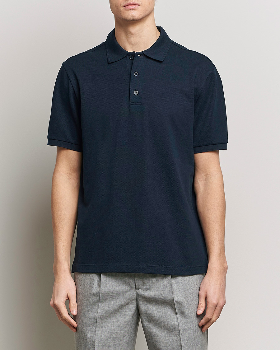 Herr | Pikéer | Brioni | Cotton Pique Short Sleeve Polo Navy