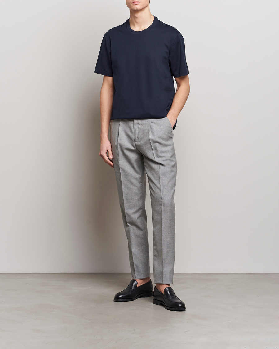 Herr | T-Shirts | Brioni | Short Sleeve Cotton T-Shirt Navy