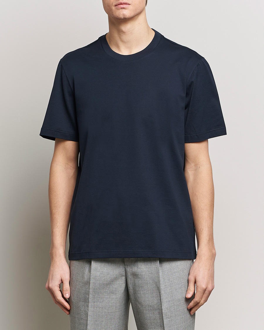 Herr | Kortärmade t-shirts | Brioni | Short Sleeve Cotton T-Shirt Navy