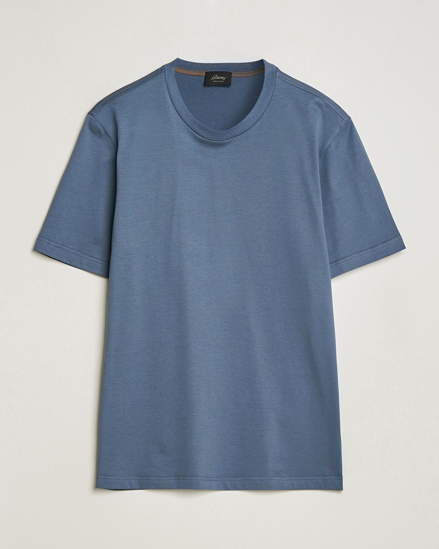 Herr | T-Shirts | Brioni | Short Sleeve Cotton T-Shirt Petroleum