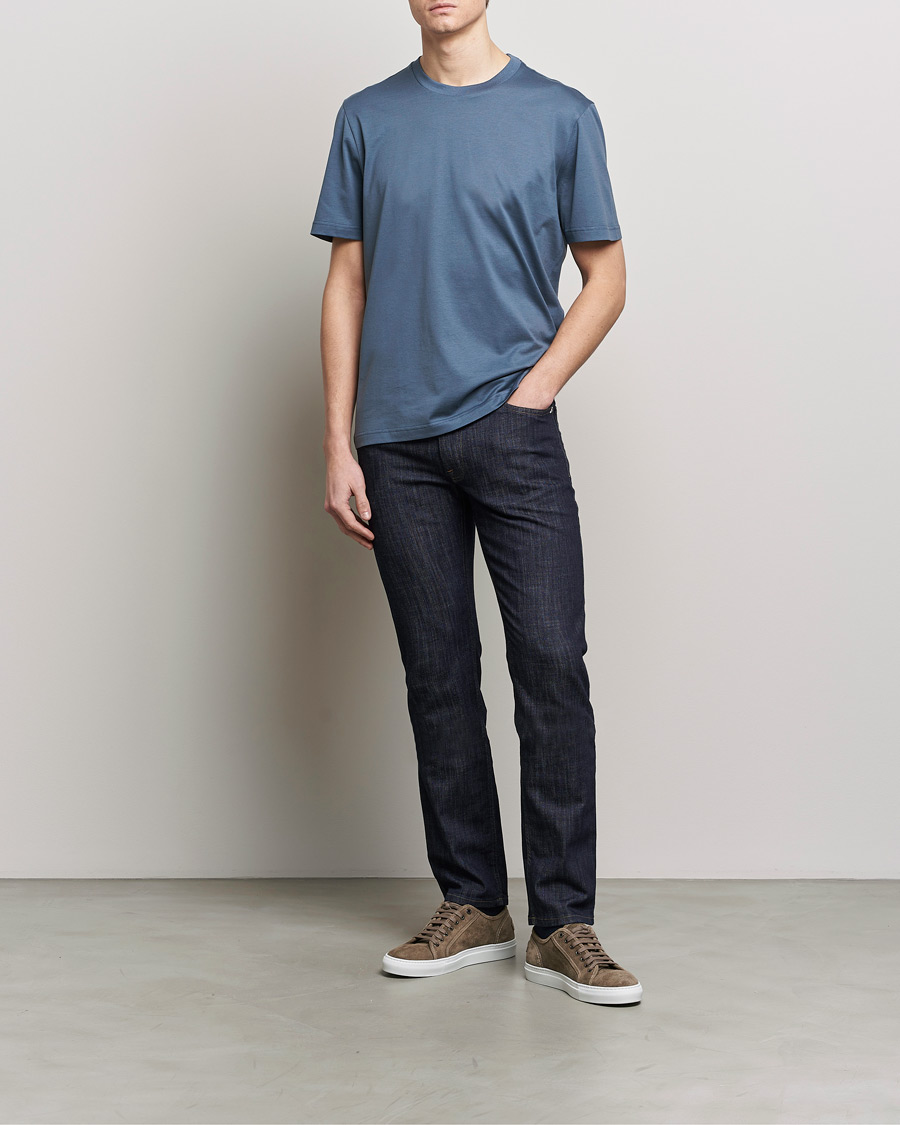 Herr | T-Shirts | Brioni | Short Sleeve Cotton T-Shirt Petroleum