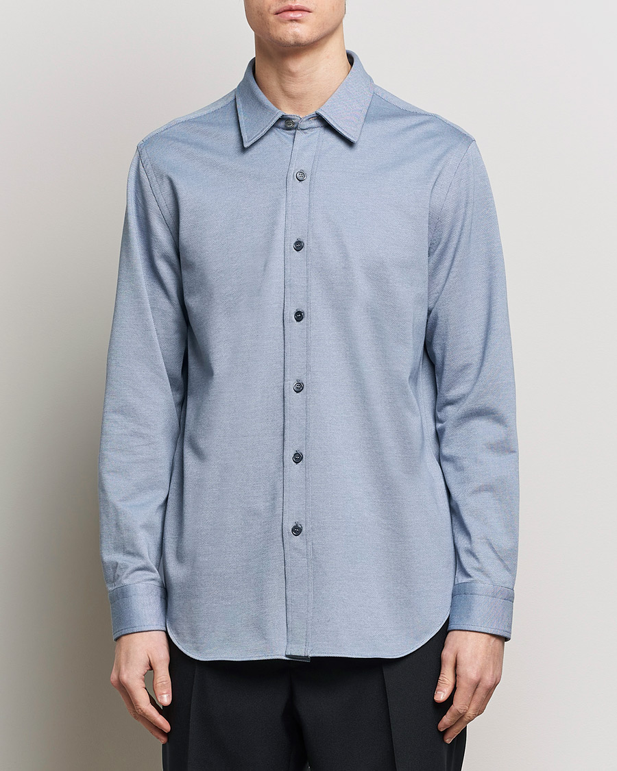 Herr | Pikéskjortor | Brioni | Slim Fit Piquet Shirt Oxford Blue