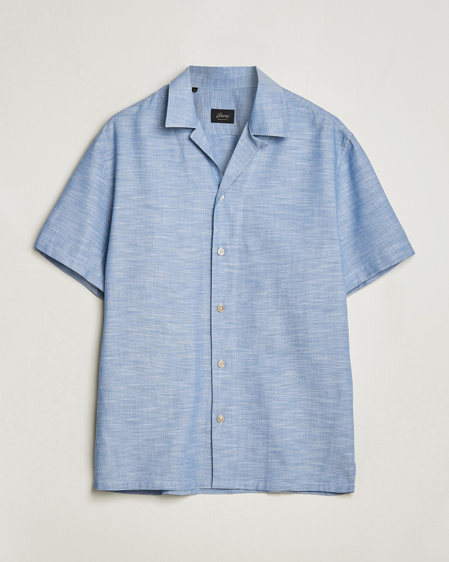 Herr | Skjortor | Brioni | Cotton Cuban Shirt Light Blue