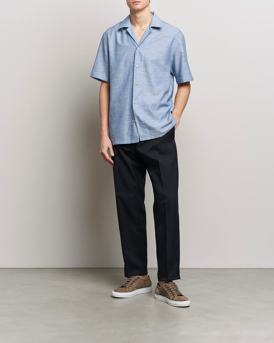 Herr | Skjortor | Brioni | Cotton Cuban Shirt Light Blue